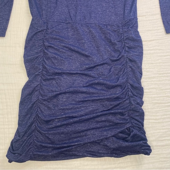 Athleta Tulip Dress Heathered Ruched Long Sleeve Blue Athletic Dress Size Small - Picture 4 of 11